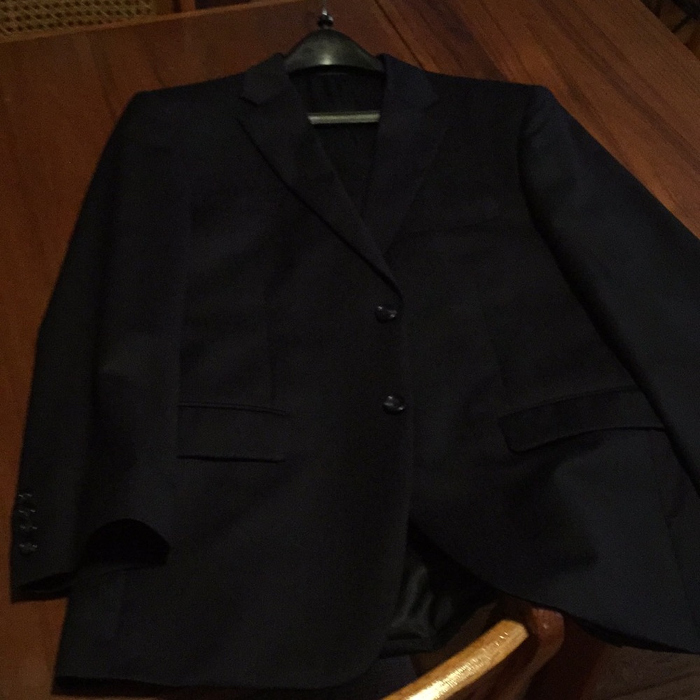 Navy blue w/stripped material w/pants